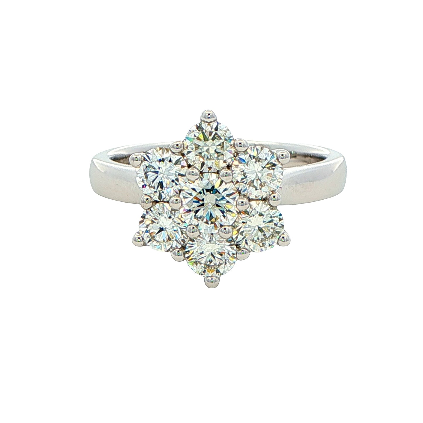 Platinum Round Brilliant cut diamond 7 Stone cluster ring - 1.50cts Gardiner Brothers