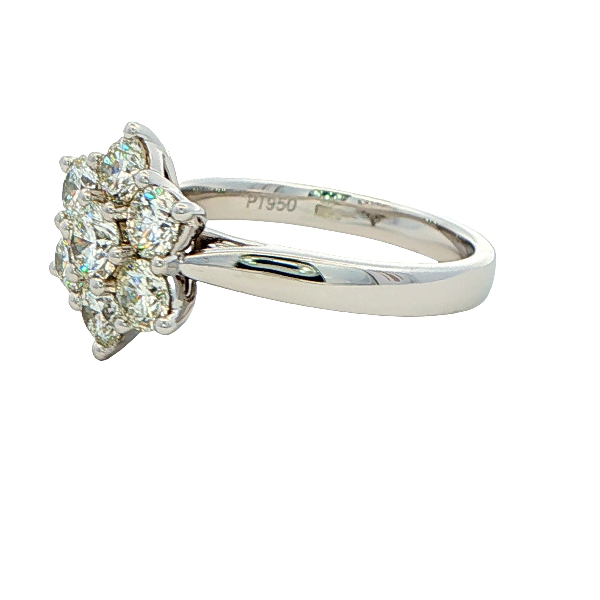 Platinum Round Brilliant cut diamond 7 Stone cluster ring - 1.50cts Gardiner Brothers