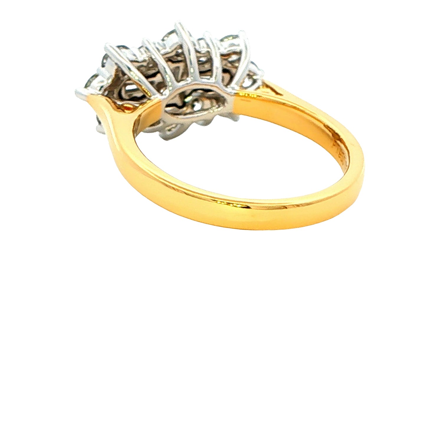 Yellow Gold Emerald and Round Brilliant Cut Diamond Cluster Ring - 1.62cts Gardiner Brothers