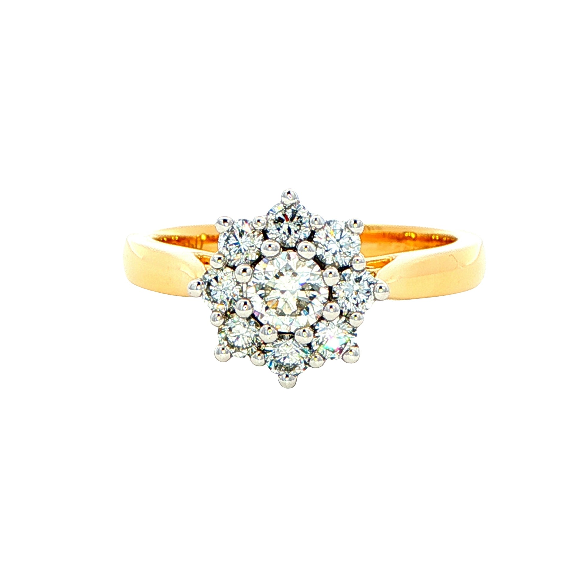 Yellow Gold Round Brilliant Cut Diamond 9 Stone Cluster Ring - 0.75cts Gardiner Brothers
