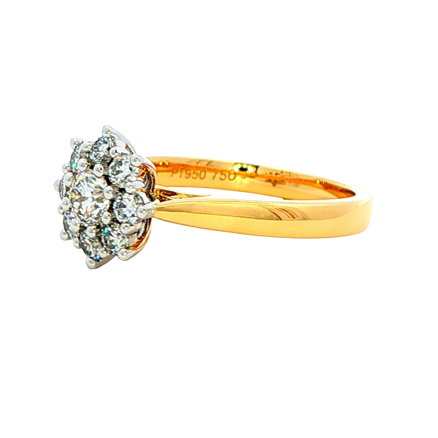 Yellow Gold Round Brilliant Cut Diamond 9 Stone Cluster Ring - 0.75cts Gardiner Brothers