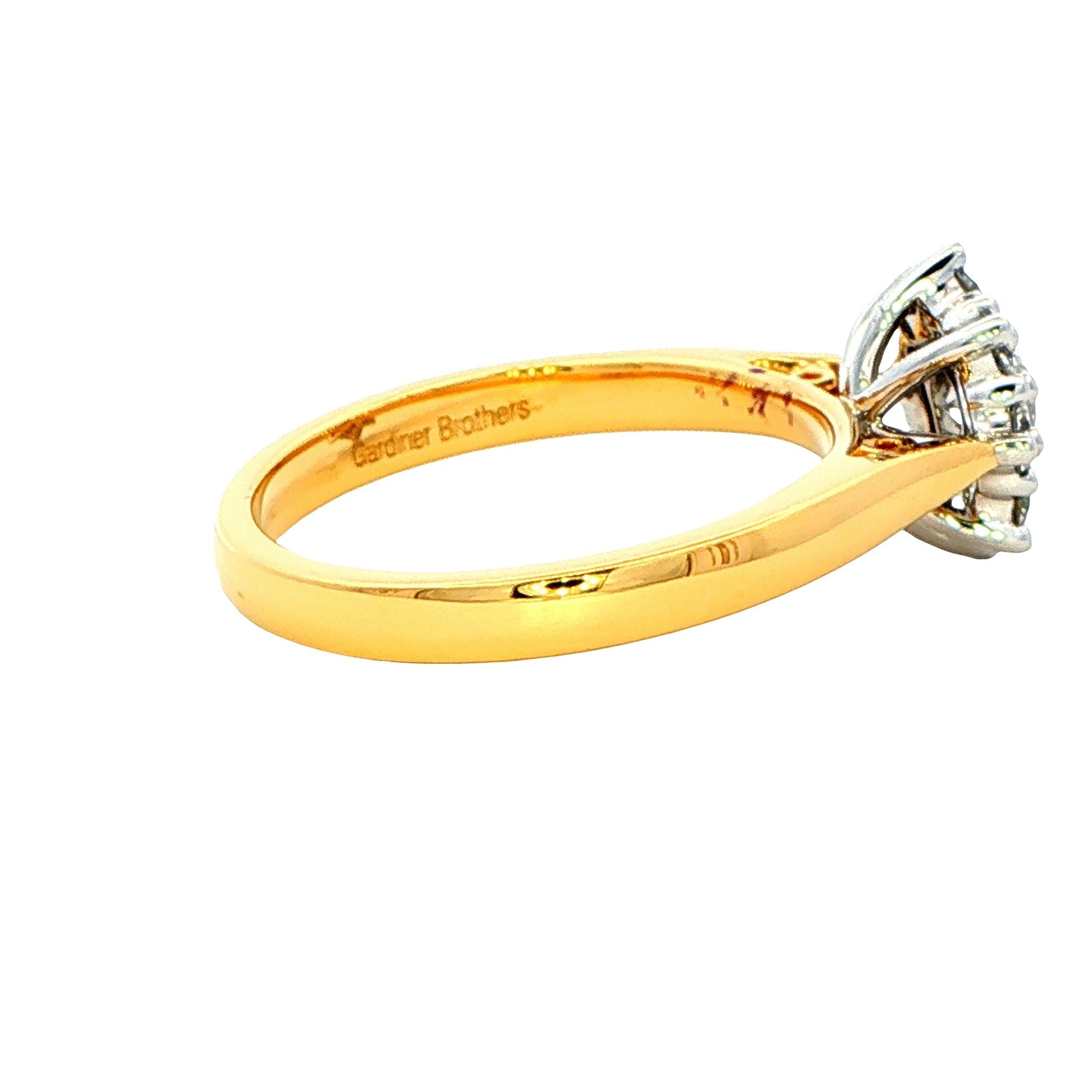 Yellow Gold Round Brilliant Cut Diamond 9 Stone Cluster Ring - 0.75cts Gardiner Brothers