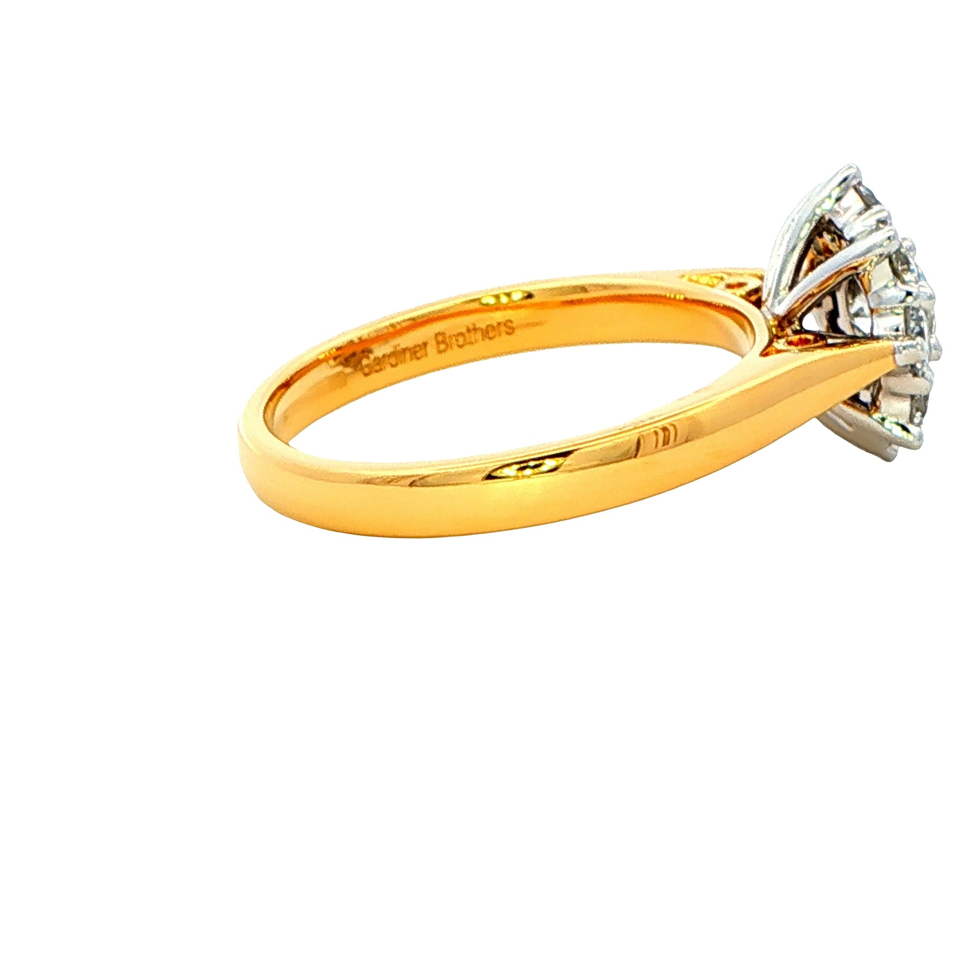 Yellow Gold Round Brilliant Cut 9 Stone Diamond Cluster Ring - 1.05cts Gardiner Brothers