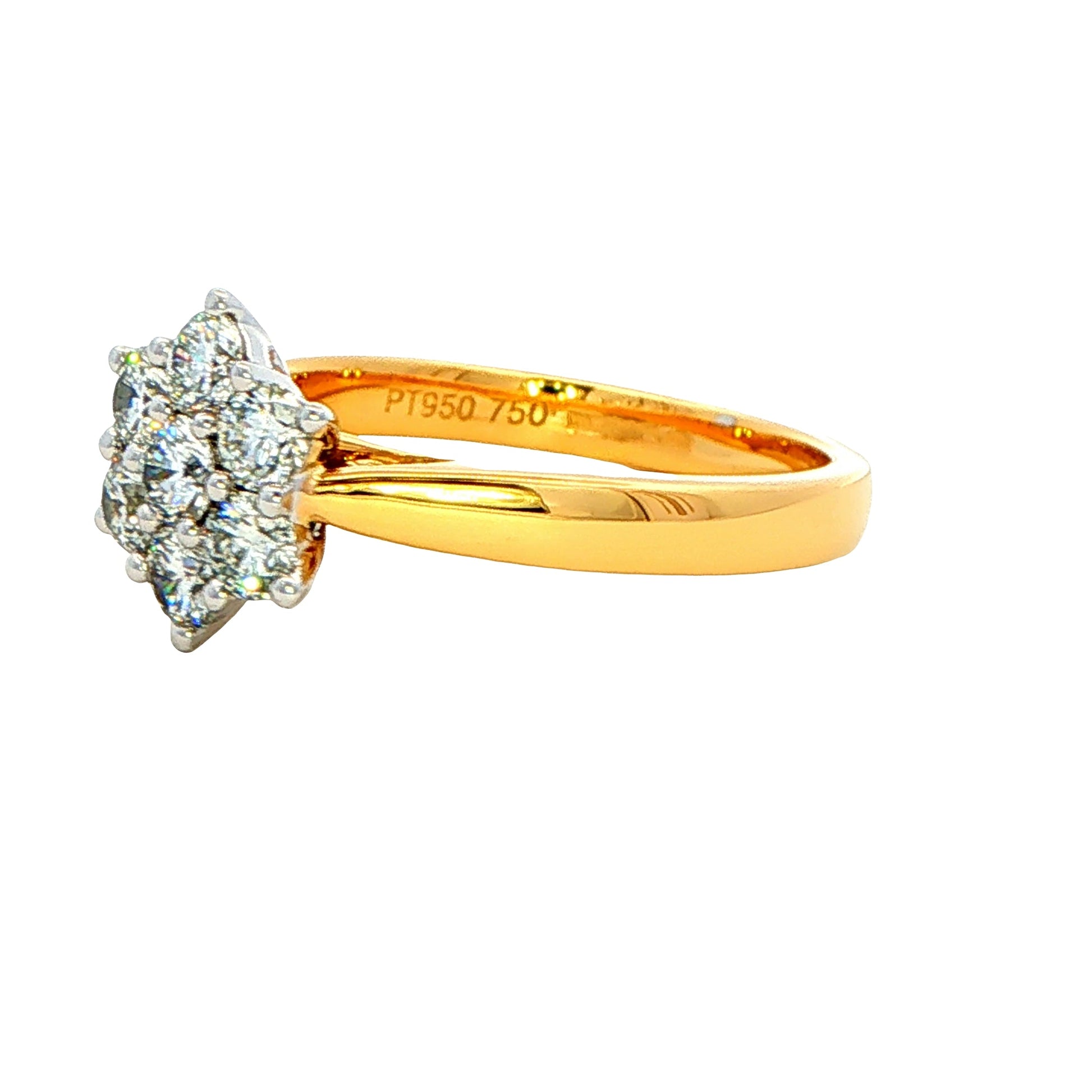 Yellow Gold Round Brilliant Cut Diamond 7 Stone Cluster Ring - 0.79cts Gardiner Brothers