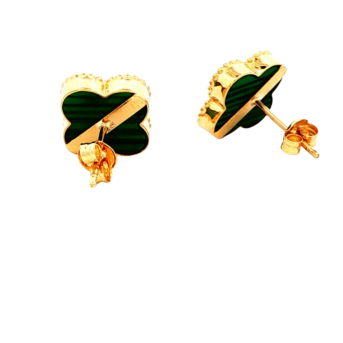 Yellow Gold Malachite Flower Petal Earrings Gardiner Brothers