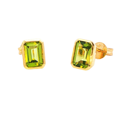 Octagonal Shaped Peridot Earrings