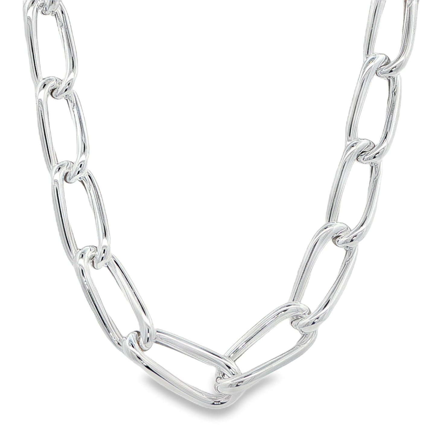 Silver Open Twisted Oval Link Necklace Gardiner Brothers