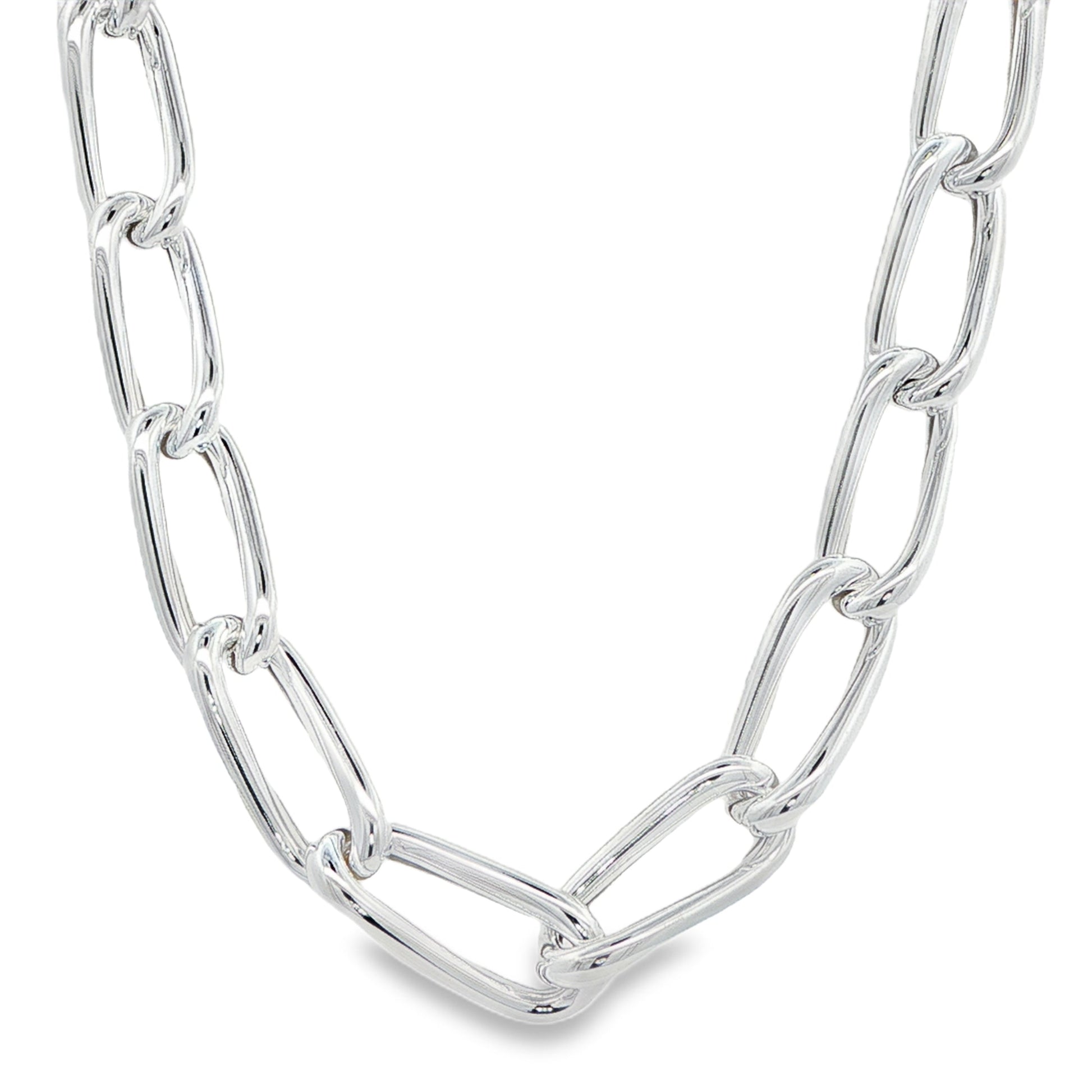 Silver Open Twisted Oval Link Necklace Gardiner Brothers
