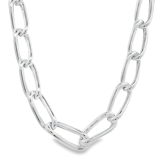 Silver Open Twisted Oval Link Necklace Gardiner Brothers