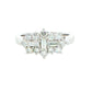Emerald and round brilliant cut diamond Boat style cluster ring - 1.00cts