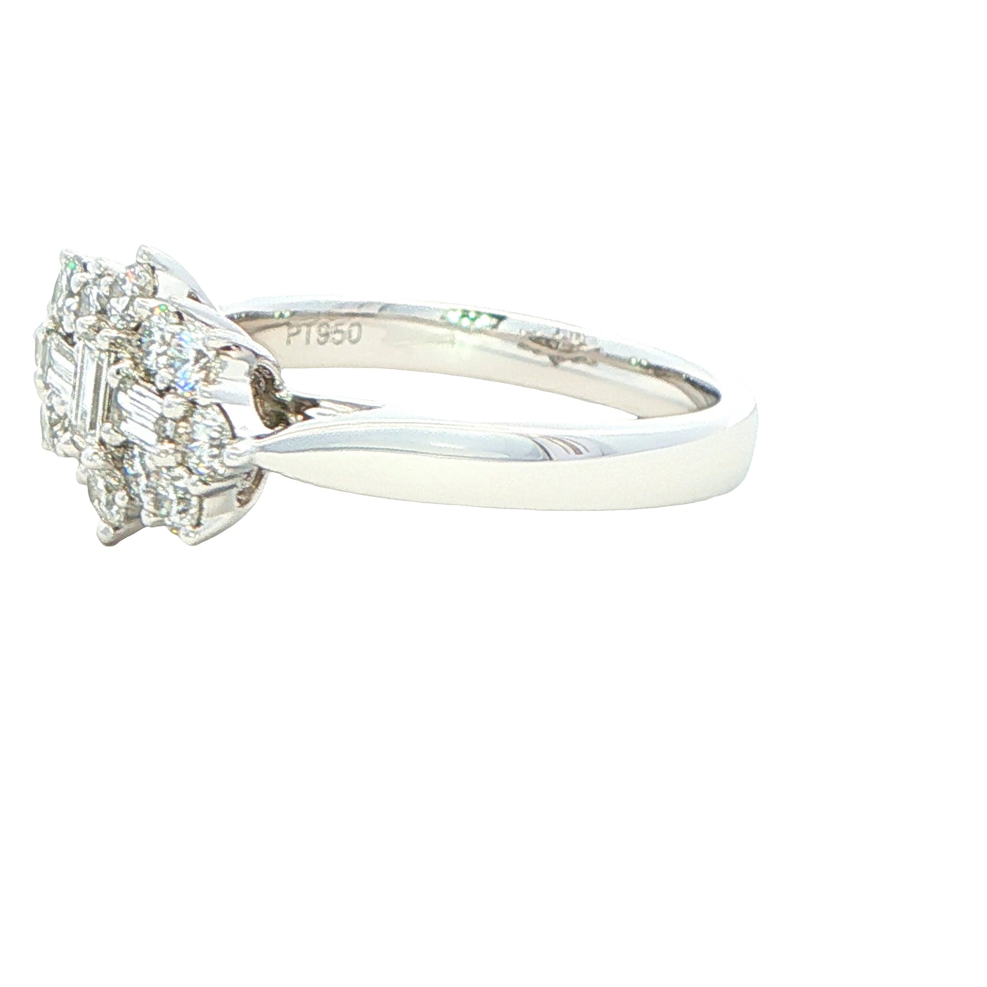 Emerald and round brilliant cut diamond Boat style cluster ring - 1.00cts Gardiner Brothers