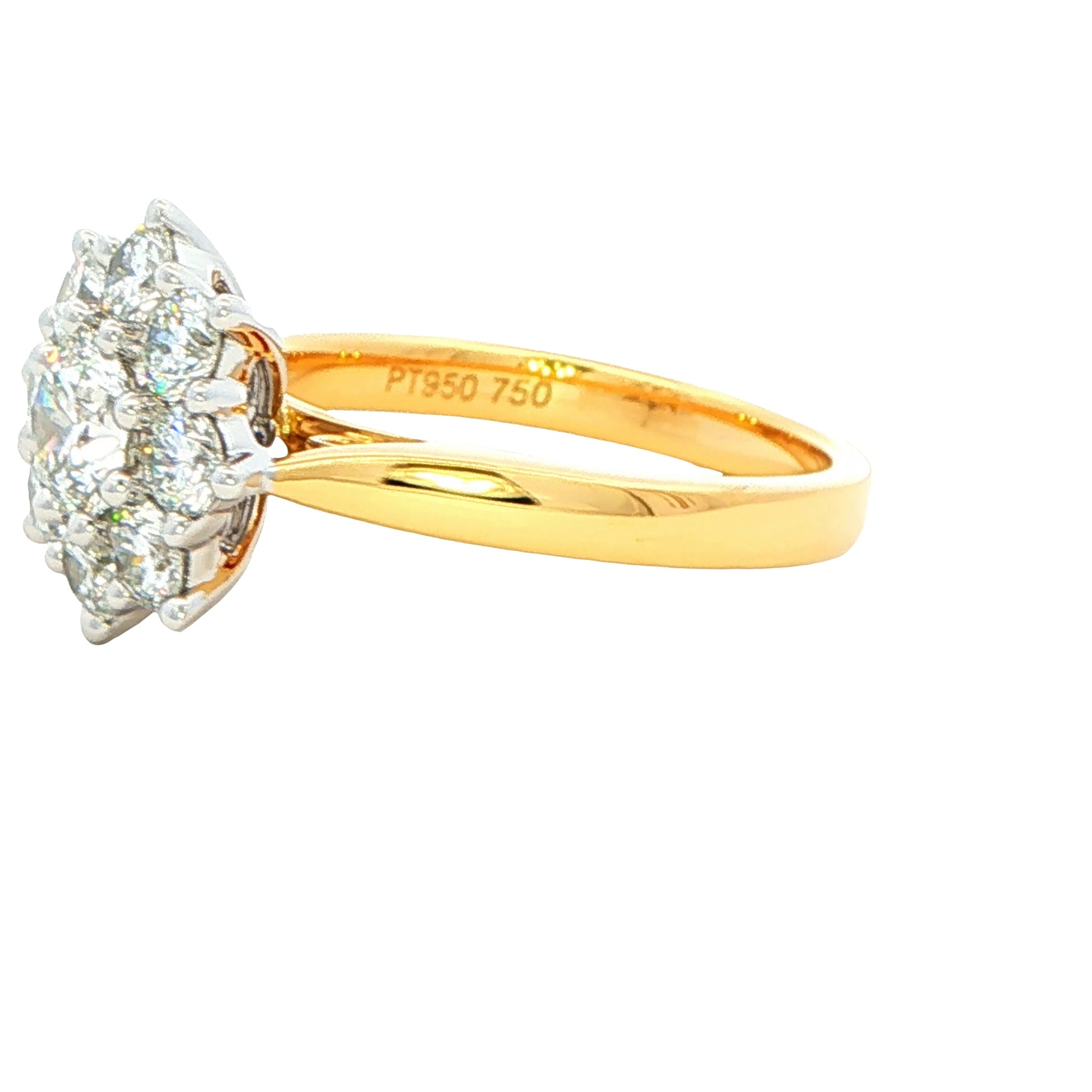 Yellow Gold Round Brilliant Cut Diamond 9 Stone Cluster Ring - 1.61cts Gardiner Brothers