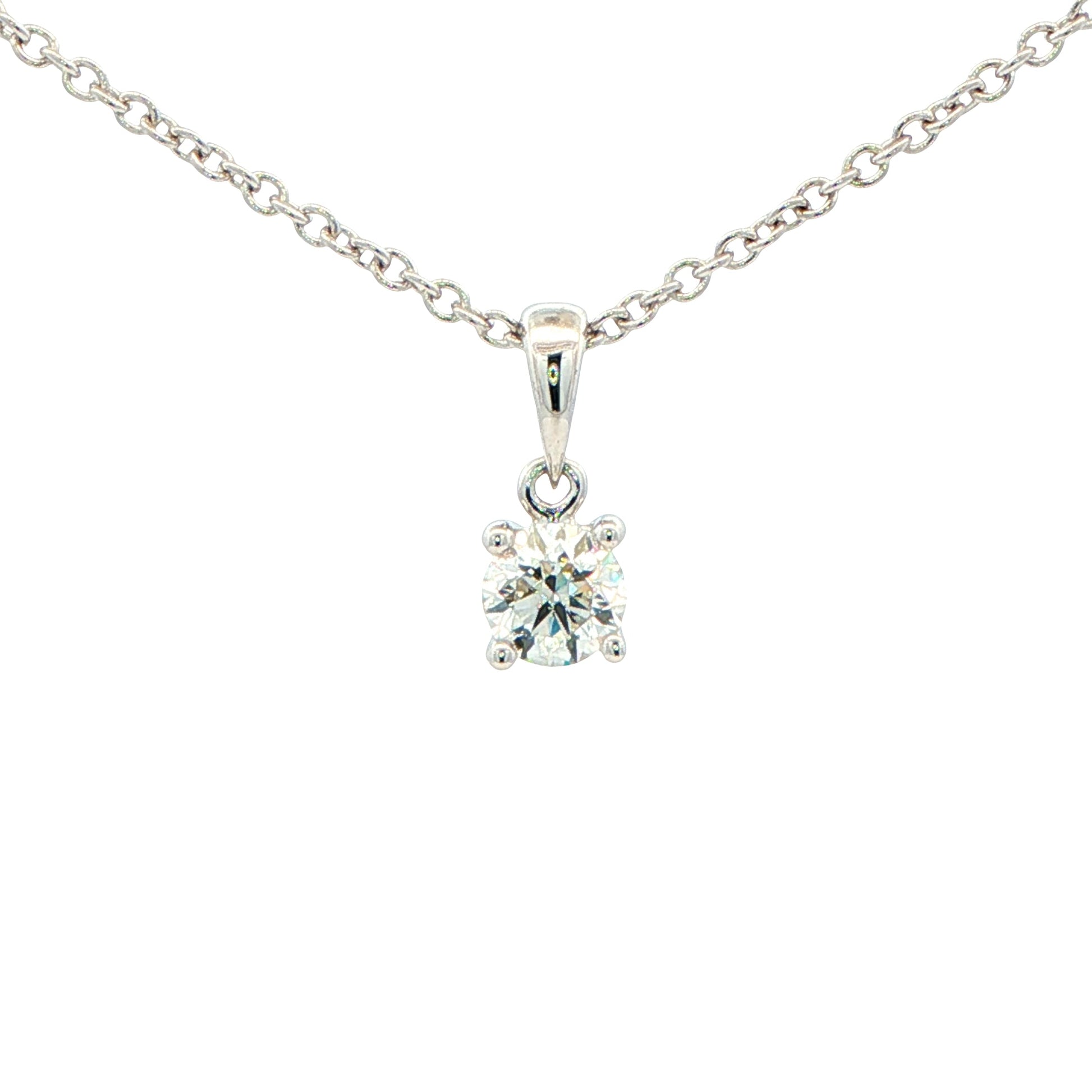 round brilliant cut diamond solitaire pendant - 0.40cts Gardiner Brothers