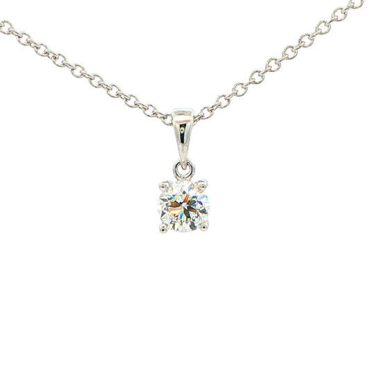 Round Brilliant Cut Diamond Solitaire Pendant - 0.50cts Gardiner Brothers