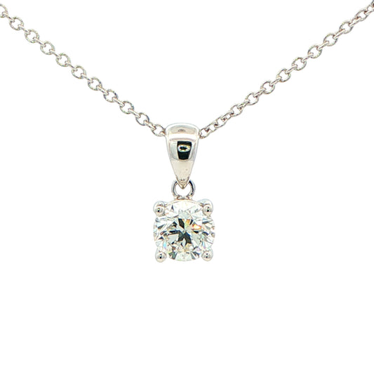 Round brilliant cut diamond solitaire pendant - 1.00cts