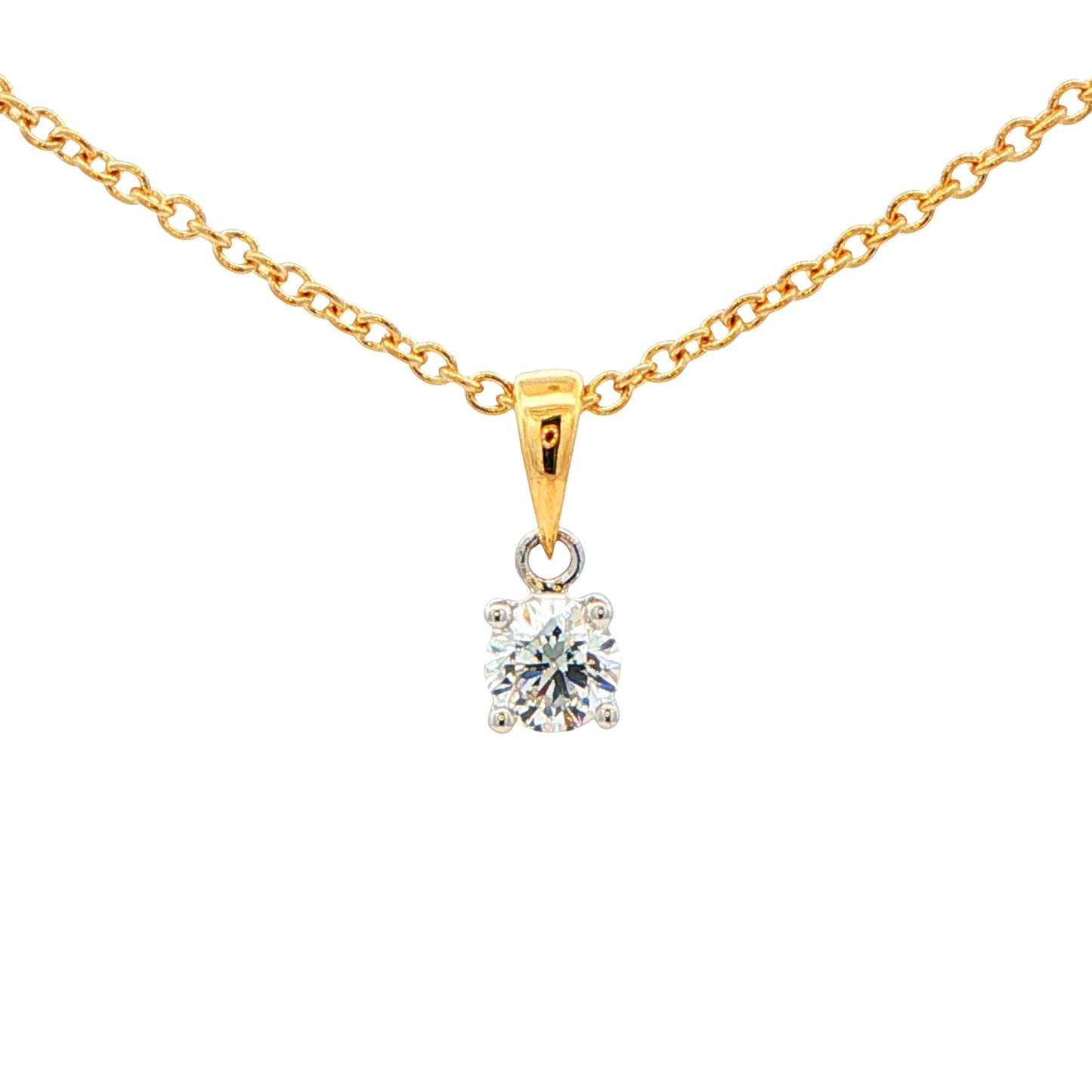 Round brilliant cut diamond solitaire pendant - 0.30cts