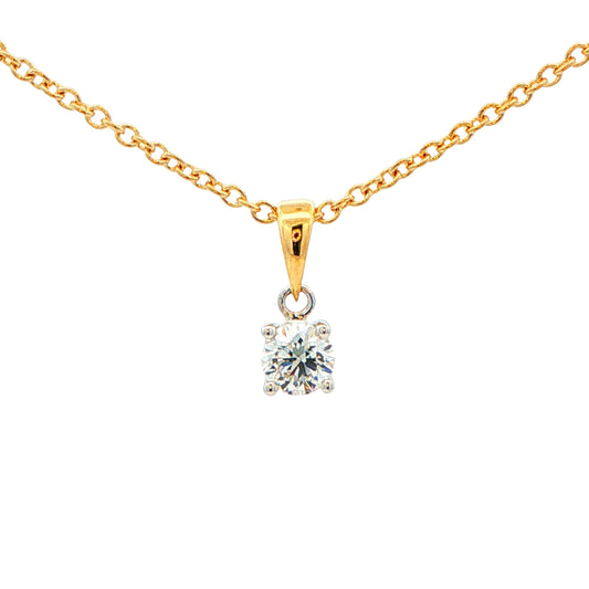 Round brilliant cut diamond solitaire pendant - 0.30cts Gardiner Brothers