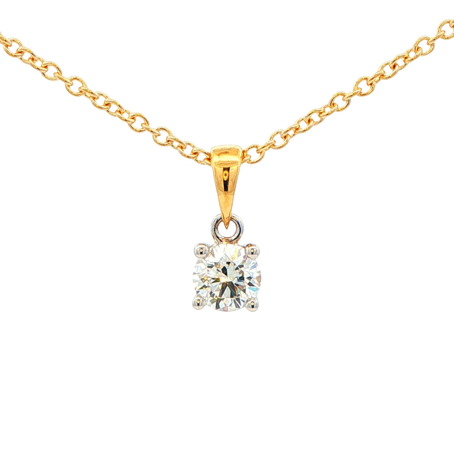 Round brilliant cut diamond solitaire pendant - 0.50cts