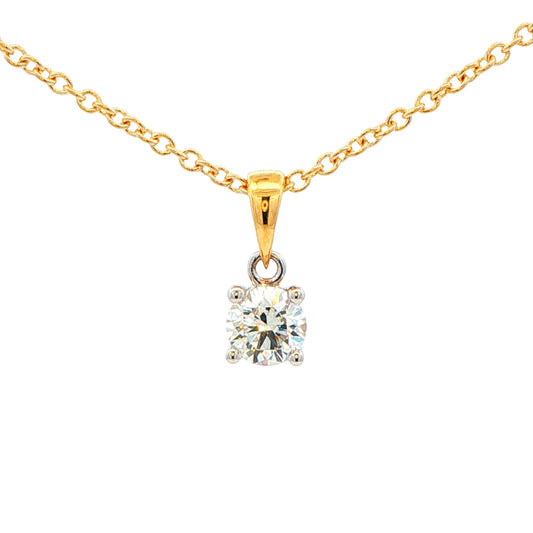 Round brilliant cut diamond solitaire pendant - 0.50cts Gardiner Brothers