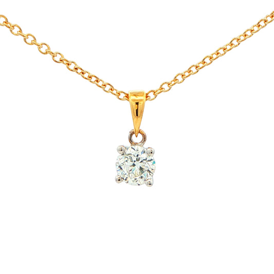 Round Brilliant cut diamond solitaire pendant - 0.40cts Gardiner Brothers