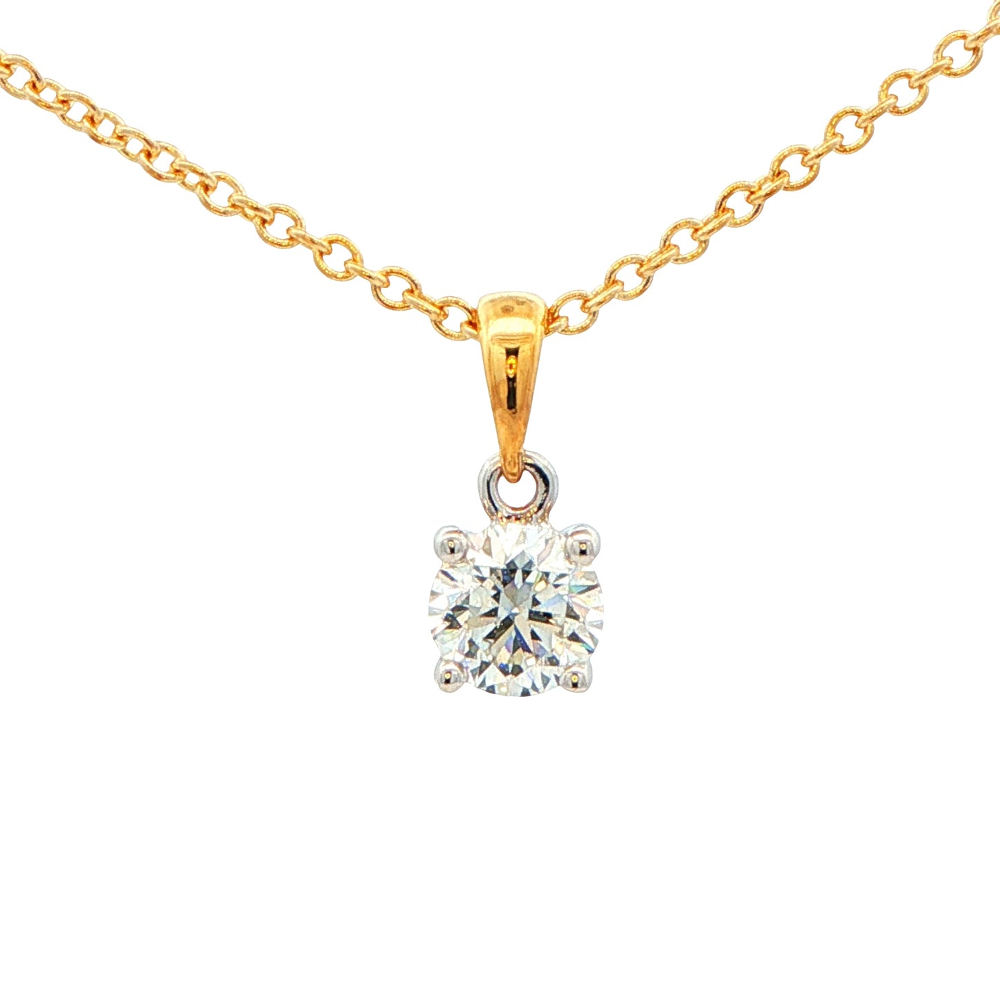 Round brilliant cut diamond solitaire pendant - 0.60cts Gardiner Brothers