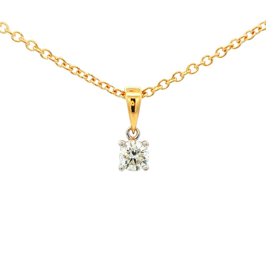 Round Brilliant Cut Diamond Solitaire Pendant - 0.20cts Gardiner Brothers