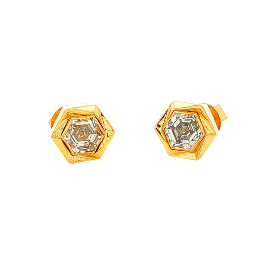 Lab Grown Hexagonal Cut Diamond Solitaire Earrings - 1.40cts Gardiner Brothers