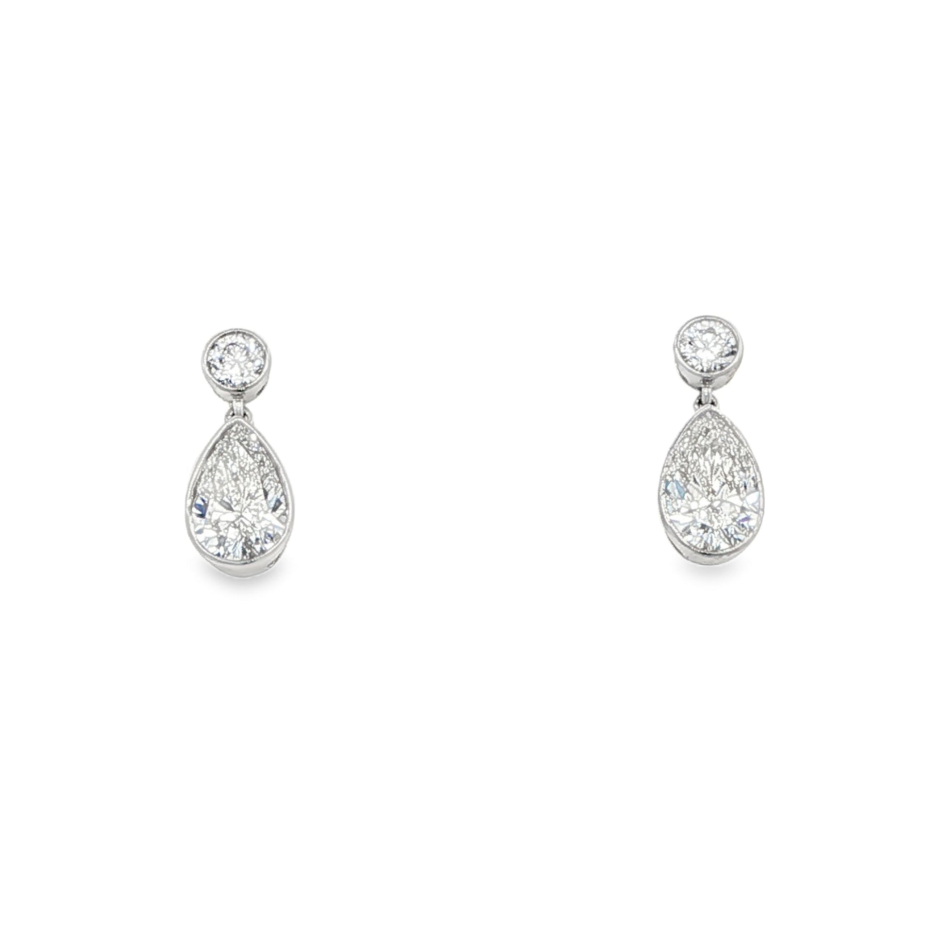 Lab Grown Round Brilliant and Pear Cut Diamond Drop Style Earrings - 1.60cts Gardiner Brothers