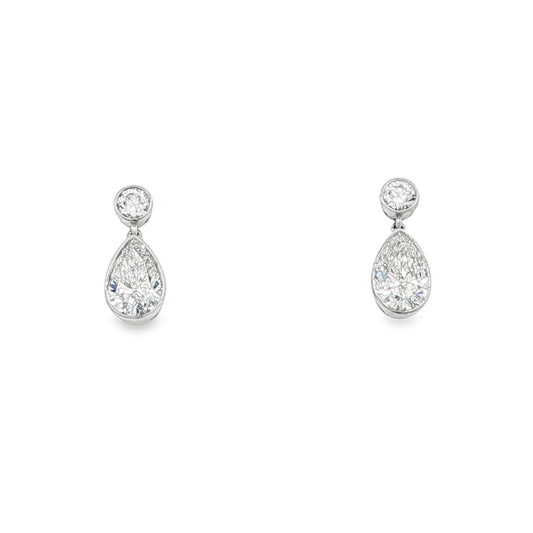 Lab Grown Round Brilliant and Pear Cut Diamond Drop Style Earrings - 1.60cts Gardiner Brothers