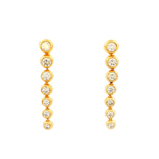 Round Brilliant Cut Diamond 7 Stone Drop Style Earrings Gardiner Brothers