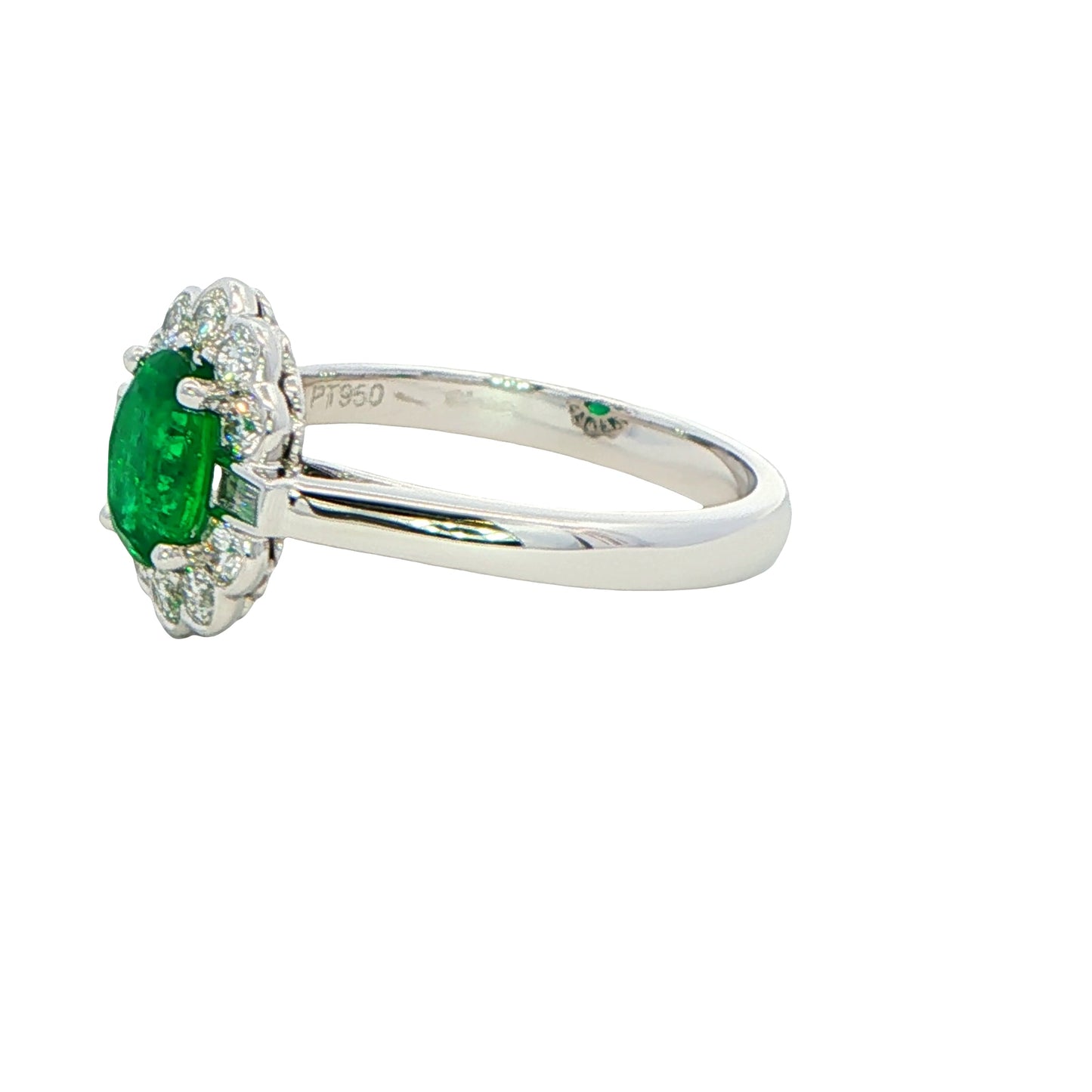 Oval emerald and diamond fancy cluster style ring Gardiner Brothers