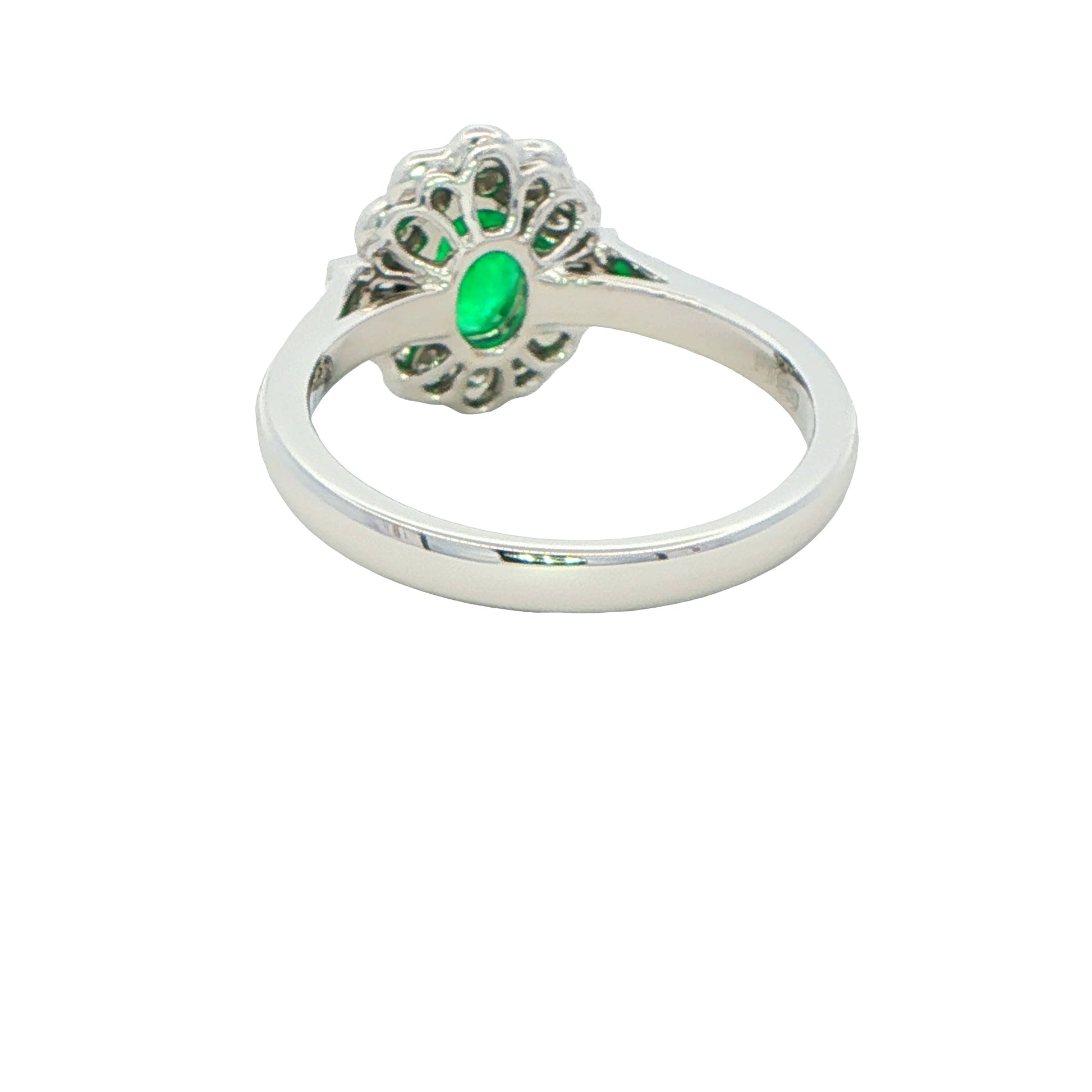 Oval emerald and diamond fancy cluster style ring Gardiner Brothers