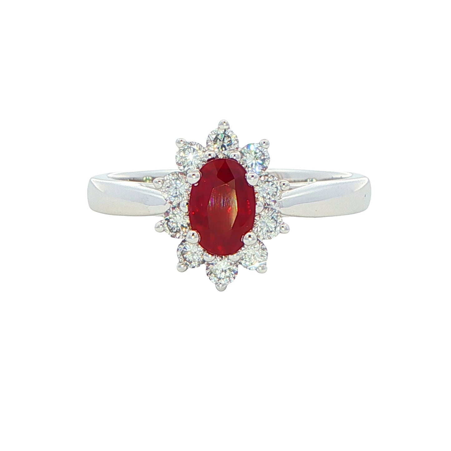Ruby and Round Brilliant Cut Diamond Cluster Ring Gardiner Brothers