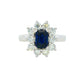 Octagonal Sapphire and round brilliant cut diamond cluster ring Gardiner Brothers
