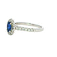 Oval shaped sapphire and round brilliant cut diamond halo style ring Gardiner Brothers