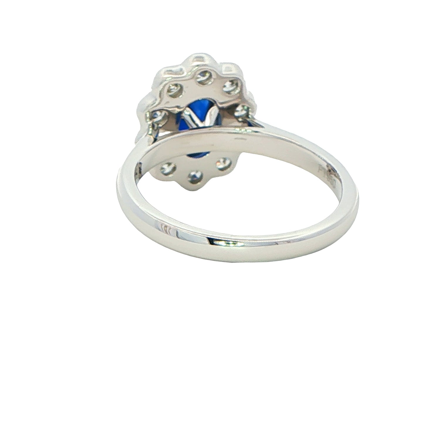 Oval Sapphire and Diamond Modern Cluster Style Ring Gardiner Brothers