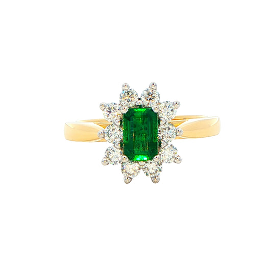 Emerald and Diamond Cluster Style Ring Gardiner Brothers