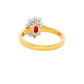 Oval Shaped Ruby and round brilliant cut diamond cluster style ring Gardiner Brothers