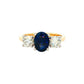 Oval Sapphire and Round Brilliant Cut Diamond 3 Stone Ring Gardiner Brothers