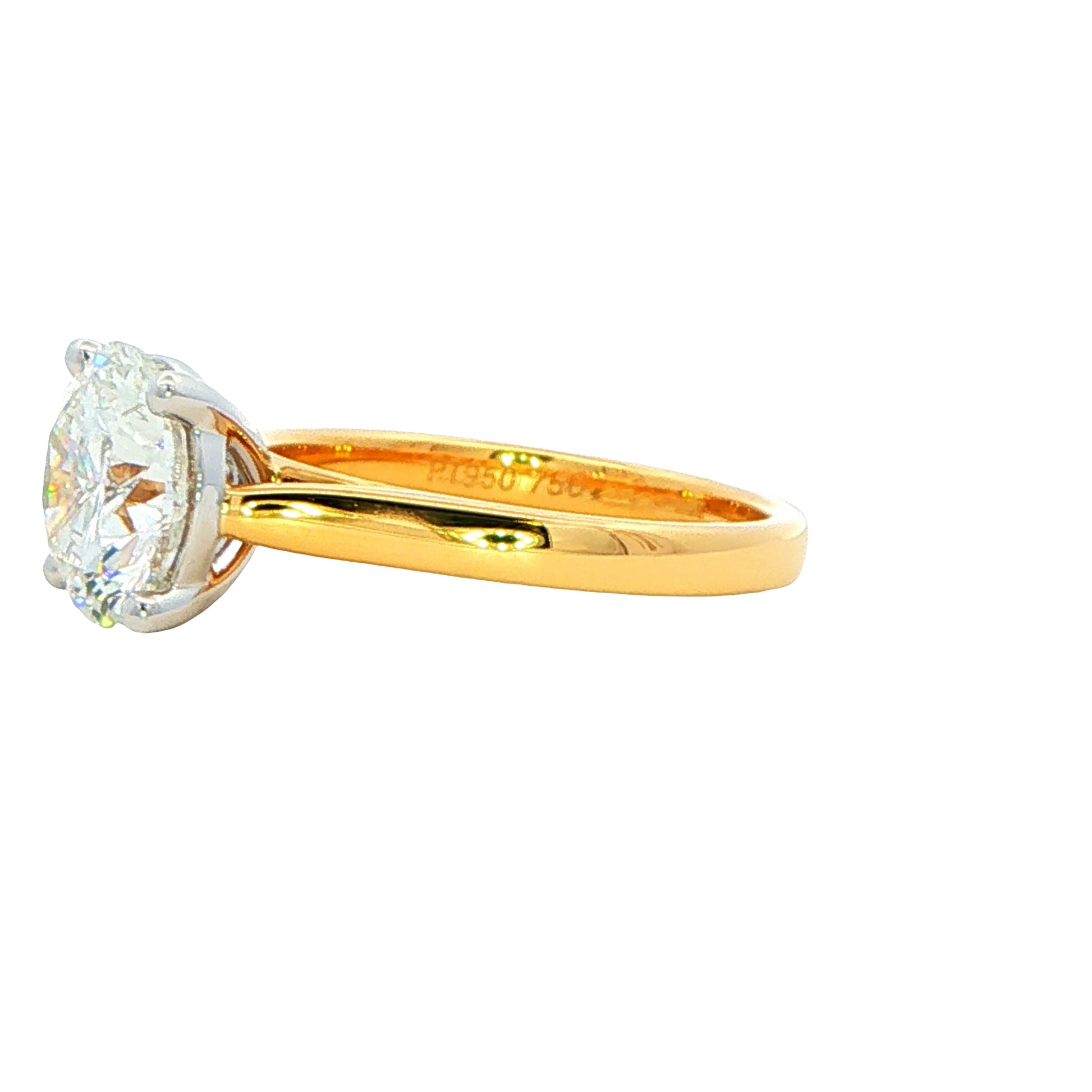 Yellow Gold Round brilliant cut diamond solitaire ring - 2.74cts Gardiner Brothers