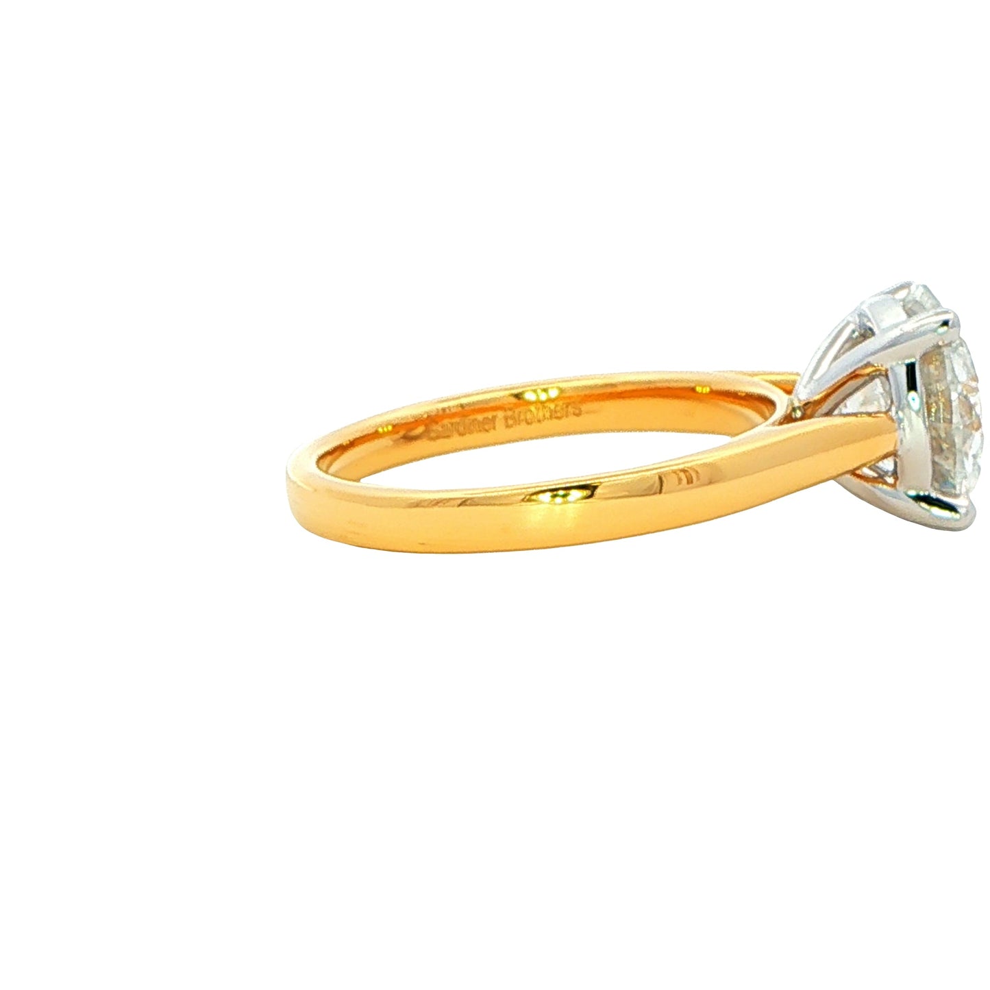Yellow Gold Round brilliant cut diamond solitaire ring - 2.74cts Gardiner Brothers