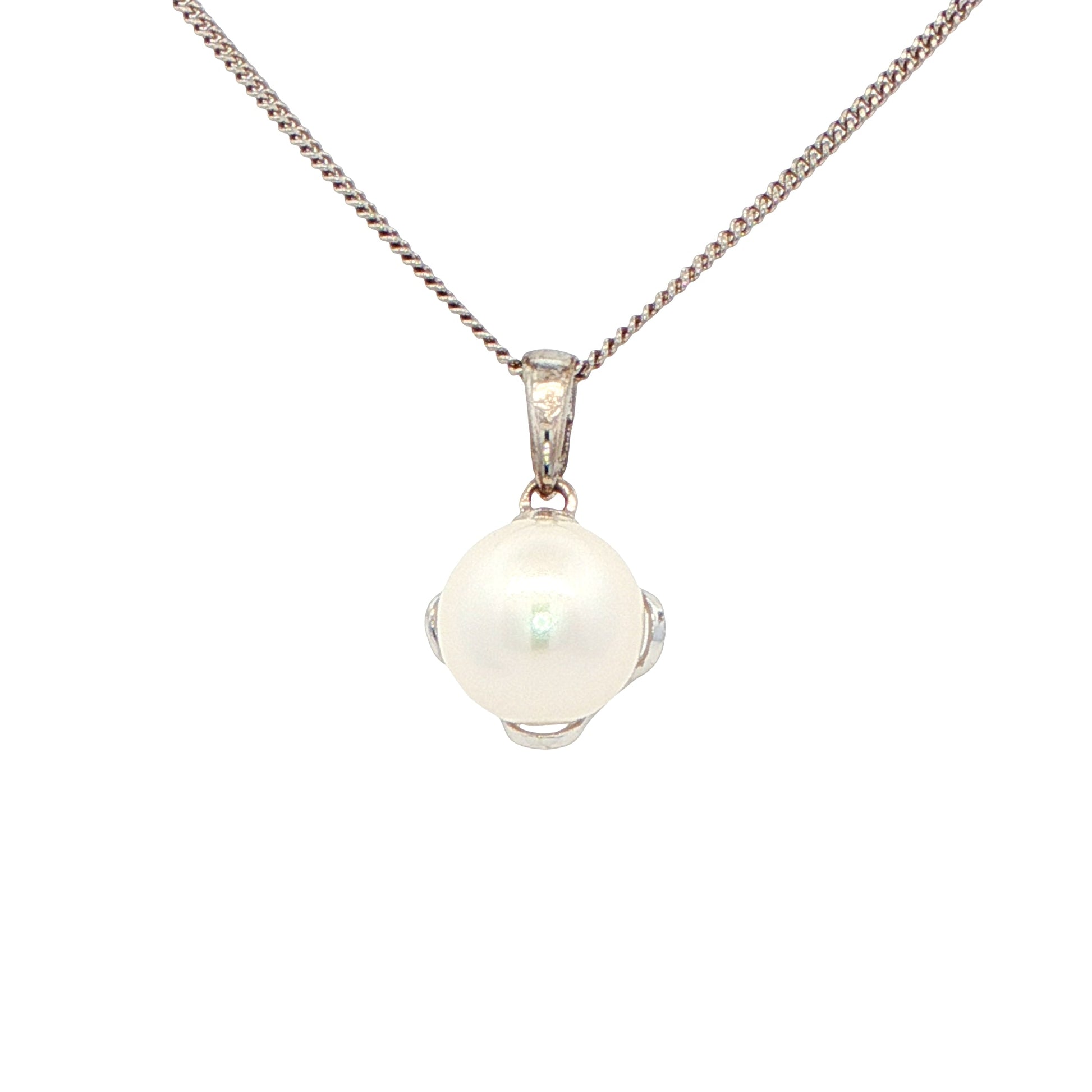 White Gold Pearl Flower Design Pendant Gardiner Brothers