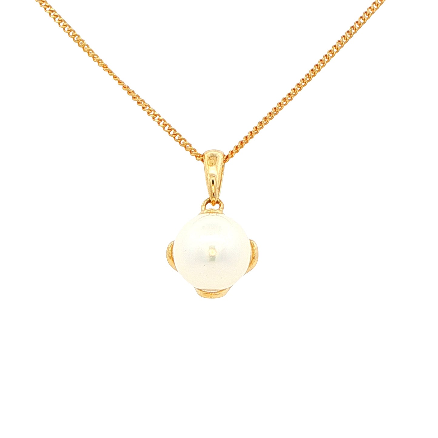 Yellow Gold Flower Style Pearl Pendant Gardiner Brothers
