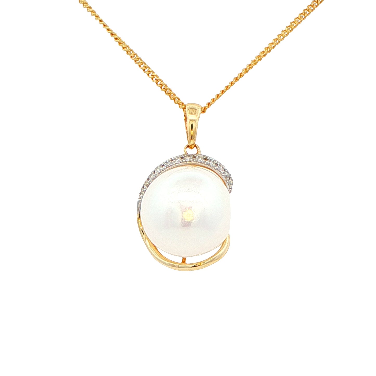 Yellow Gold Pearl and Diamond Fancy Style Pendant Gardiner Brothers