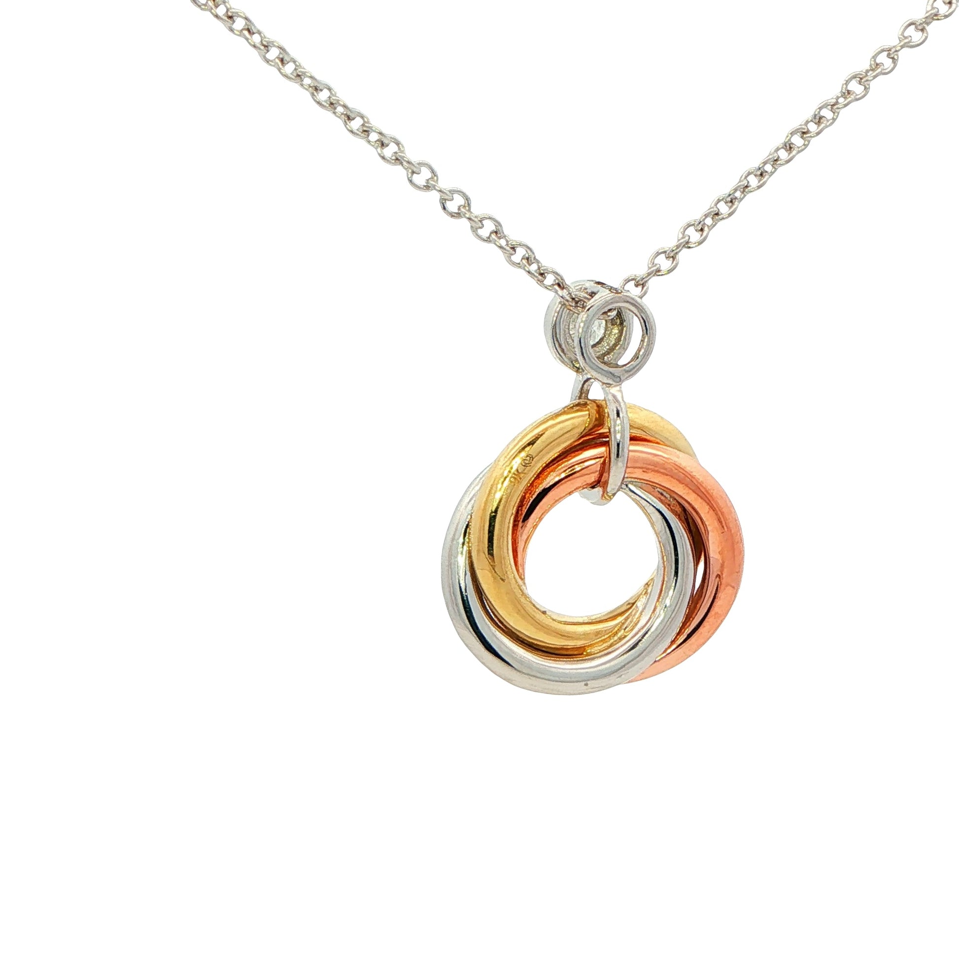 3 Colour Diamond Set Knot Style Pendant Gardiner Brothers