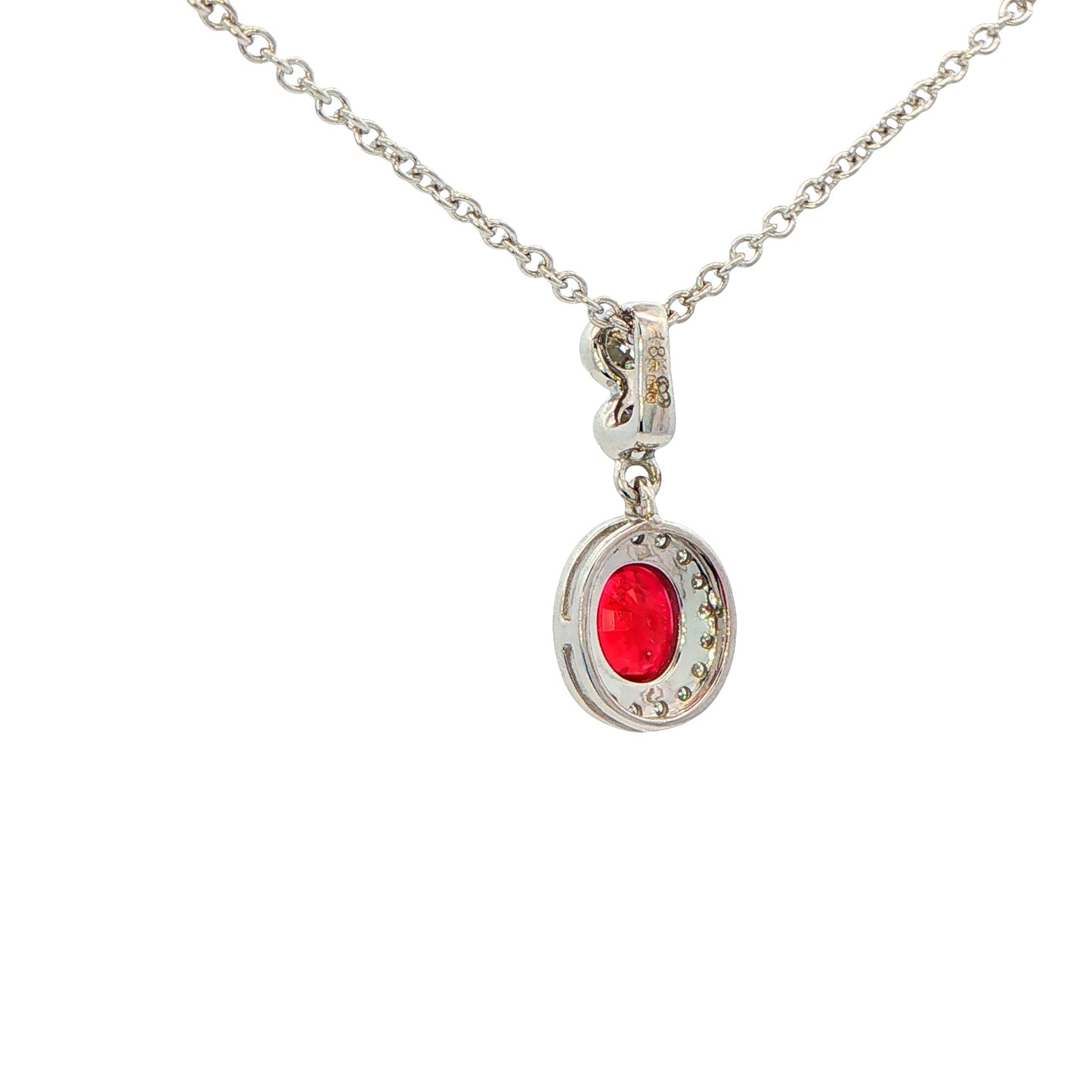 Ruby and Round Brilliant Cut Diamond Halo Drop Style Pendant Gardiner Brothers