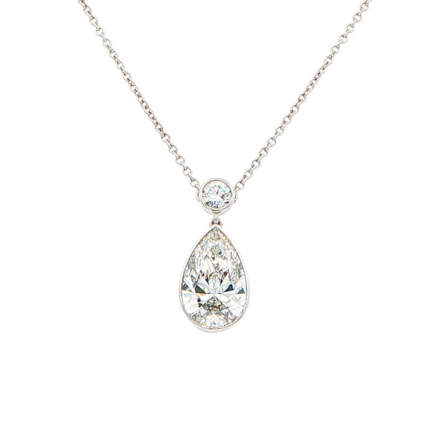 Lab Grown Round Brilliant and Pear Cut Diamond Drop Style Pendant - 1.90cts Gardiner Brothers