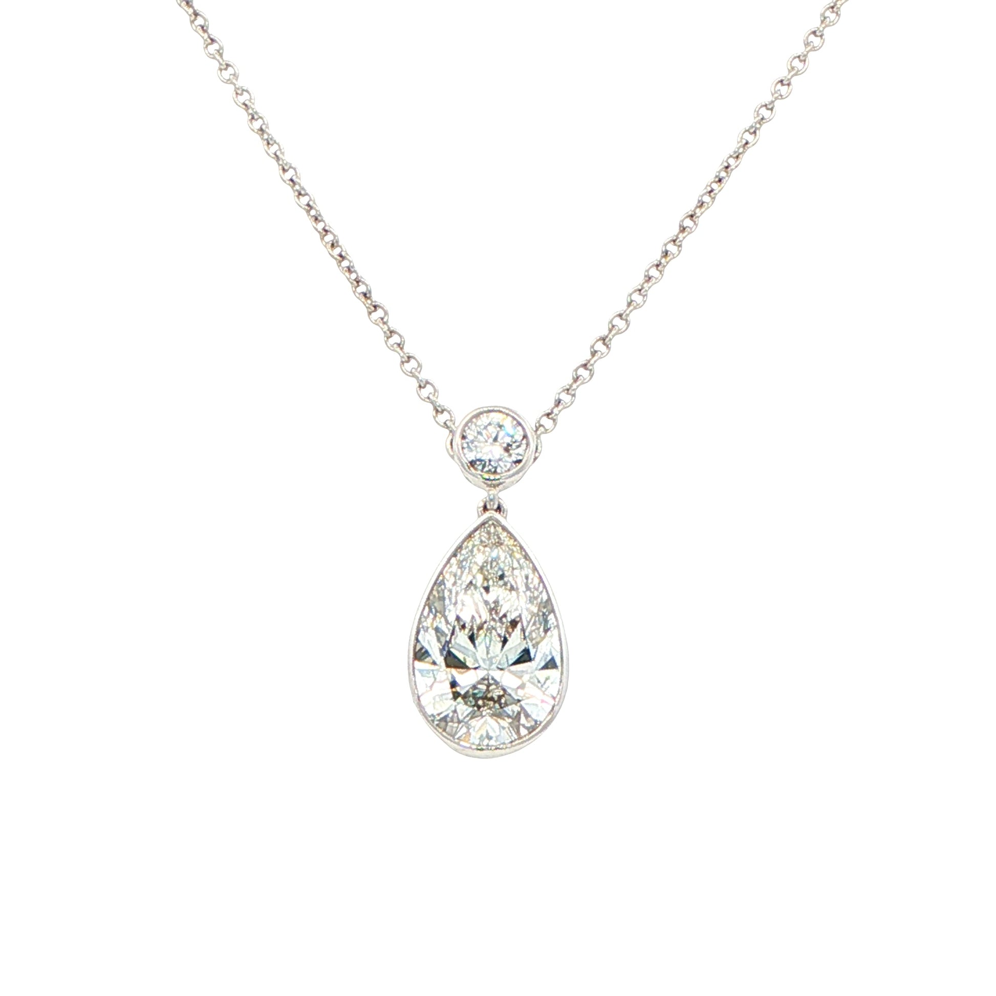 Lab Grown Round Brilliant and Pear Cut Diamond Drop Style Pendant - 1.90cts Gardiner Brothers