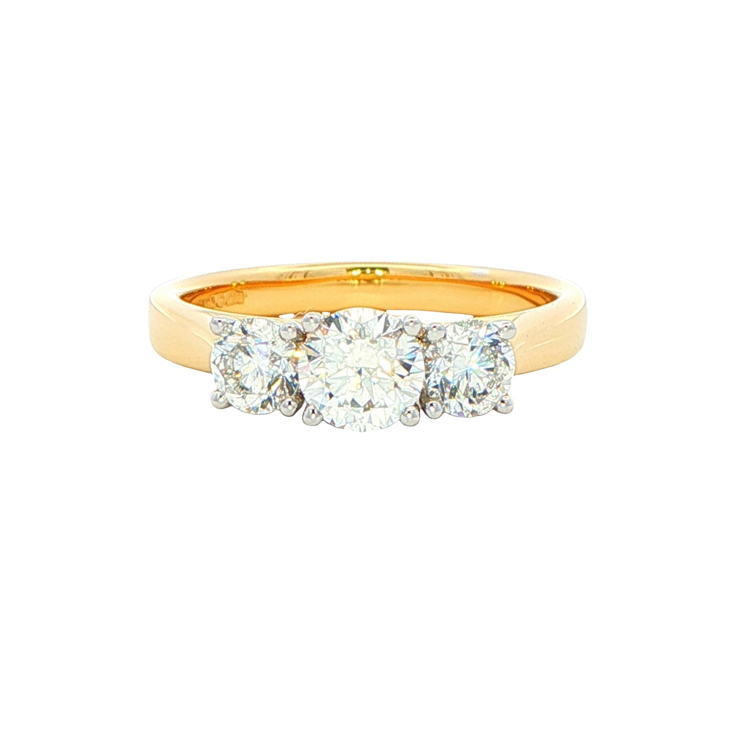 Yellow Gold Round Brilliant cut diamond 3 stone ring - 1.05cts Gardiner Brothers