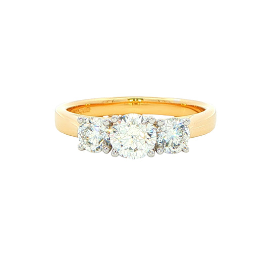 Yellow Gold Round Brilliant cut diamond 3 stone ring - 1.05cts Gardiner Brothers